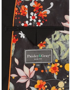Paisley & Gray Slim Fit Double Breasted Suit Separates Coat, Jet Black -Cheap Clothing Store MW40 3XK9 02 PAISLEY GRAY JET BLACK ALT3