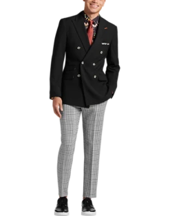 Paisley & Gray Slim Fit Double Breasted Suit Separates Coat, Jet Black -Cheap Clothing Store MW40 3XK9 02 PAISLEY GRAY JET BLACK ALT5