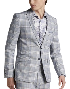 Paisley & Gray Slim Fit Suit Separates Coat, Blue & Beige Check