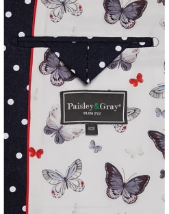 Paisley & Gray Slim Fit Suit Separates Coat, Navy With White Polka Dots -Cheap Clothing Store MW40 3XLU 27 PAISLEY GRAY NAVY WHITE POKA DOTS ALT3