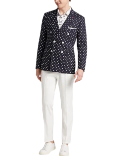 Paisley & Gray Slim Fit Suit Separates Coat, Navy With White Polka Dots -Cheap Clothing Store MW40 3XLU 27 PAISLEY GRAY NAVY WHITE POKA DOTS ALT5