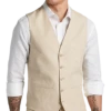 JOE Joseph Abboud Slim Fit Linen Blend Suit Separates Vest, Tan Chambray -Cheap Clothing Store MW40 3XN5 23 JOE JOSEPH ABBOUD TAN CHAMBRAY MAIN