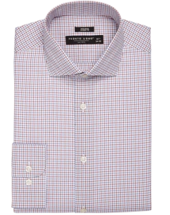 Pronto Uomo Classic Fit Spread Collar Dress Shirt, Rust And Blue Double Plaid