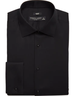 Pronto Uomo Slim Fit French Cuff Tuxedo Formal Shirt, Black