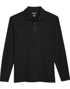 Awearness Kenneth Cole Modern Fit Long Sleeve Polo, Black