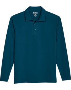 Awearness Kenneth Cole Modern Fit Long Sleeve Polo, Teal