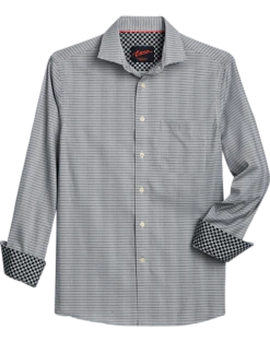 Egara Slim Fit Sport Shirt, Black Woven Check