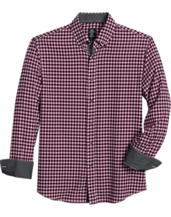 Michael Strahan Modern Fit Button-Down Collar 4-Way Stretch Sport Shirt Pink Check