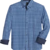 Michael Strahan Modern Fit Button-Down Collar Four-Way Stretch Sport Shirt, Medium Blue Geo Check -Cheap Clothing Store MW40 6N2L 14 MICHAEL STRAHAN MED BLUE MAIN