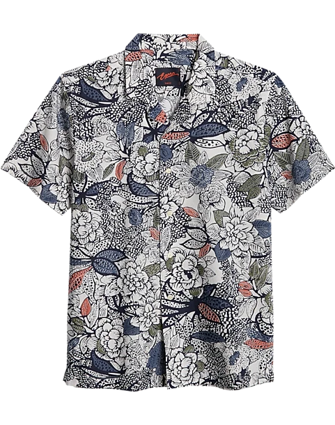 Egara Slim Fit Short Sleeve Sport Shirt, Rust & Blue Floral 3 Egara Slim Fit Short Sleeve Sport Shirt, Rust & Blue Floral