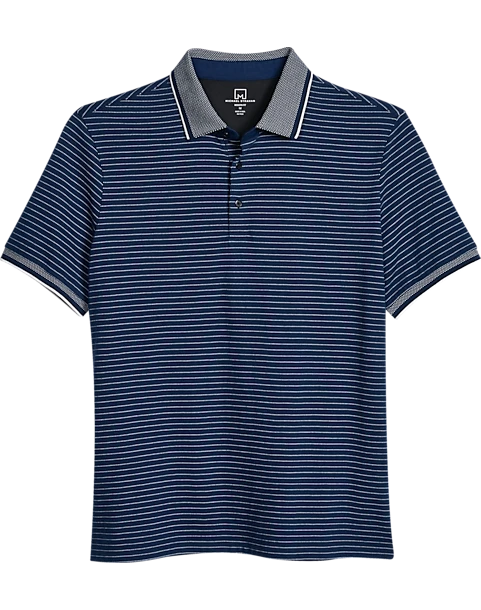 Michael Strahan Modern Fit Short Sleeve Polo, Navy Stripe 3 Michael Strahan Modern Fit Short Sleeve Polo, Navy Stripe