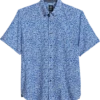 Michael Strahan Modern Fit 4-Way Stretch Short Sleeve Sport Shirt, Blue Floral -Cheap Clothing Store MW40 6NH8 14 MICHAEL STRAHAN BLUE MAIN