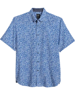 Michael Strahan Modern Fit 4-Way Stretch Short Sleeve Sport Shirt, Blue Floral