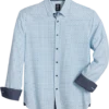 Michael Strahan Modern Fit Spread Collar 4-Way Stretch Sport Shirt, White Diamond Dot
