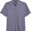 Michael Strahan Modern Fit 4-Way Stretch Short Sleeve Sport Shirt, Navy & Wine Floral -Cheap Clothing Store MW40 6NX2 01 MICHAEL STRAHAN NAVY MAIN